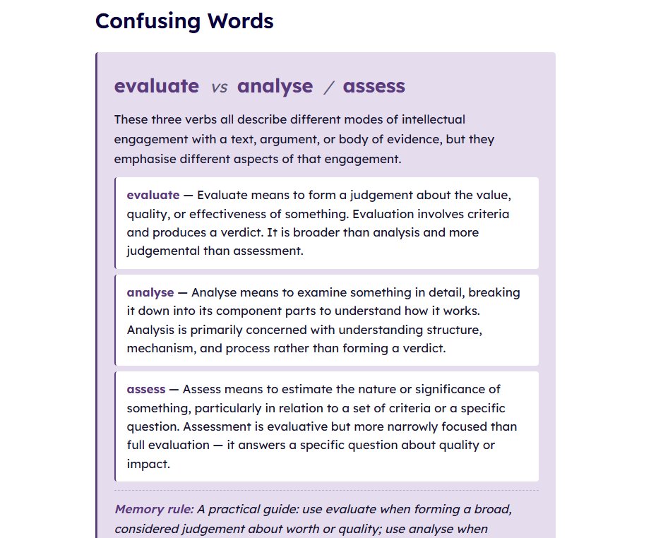 Real Year 10 Vocabulary weekly set — verbs of analysis